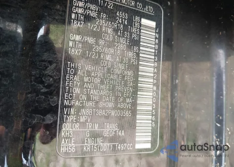 2023 Nissan Rogue Sv Fwd from USA, damaged, VIN JN8BT3BA2PW003565